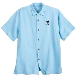 Disney Parks Tommy Bahama Mickey Mouse Emboidered Blue Silk Camp Shirt 3XL